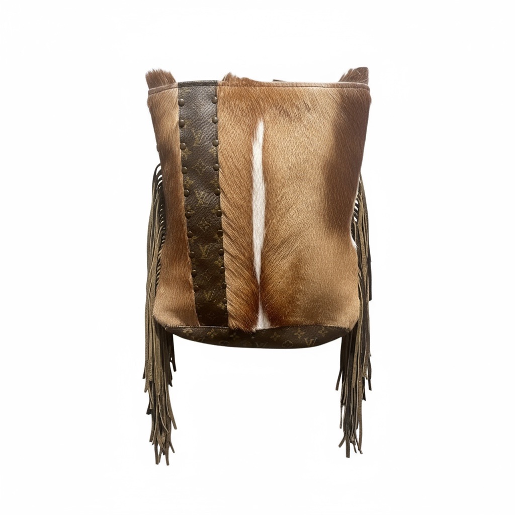 Keep It Gypsy Lv Springbok Hide Brown Fringe Shoulder Bag